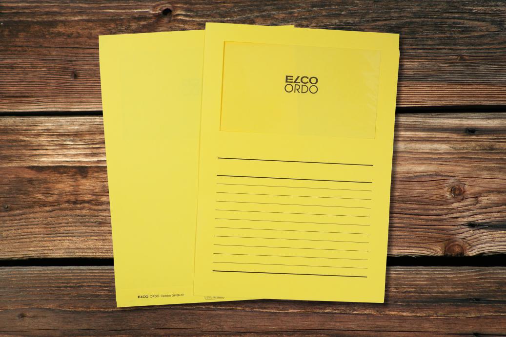 Ordnungsmappen mit Sichtfenster und Linien 220x310 mm Intensivgelb 120 g/qm